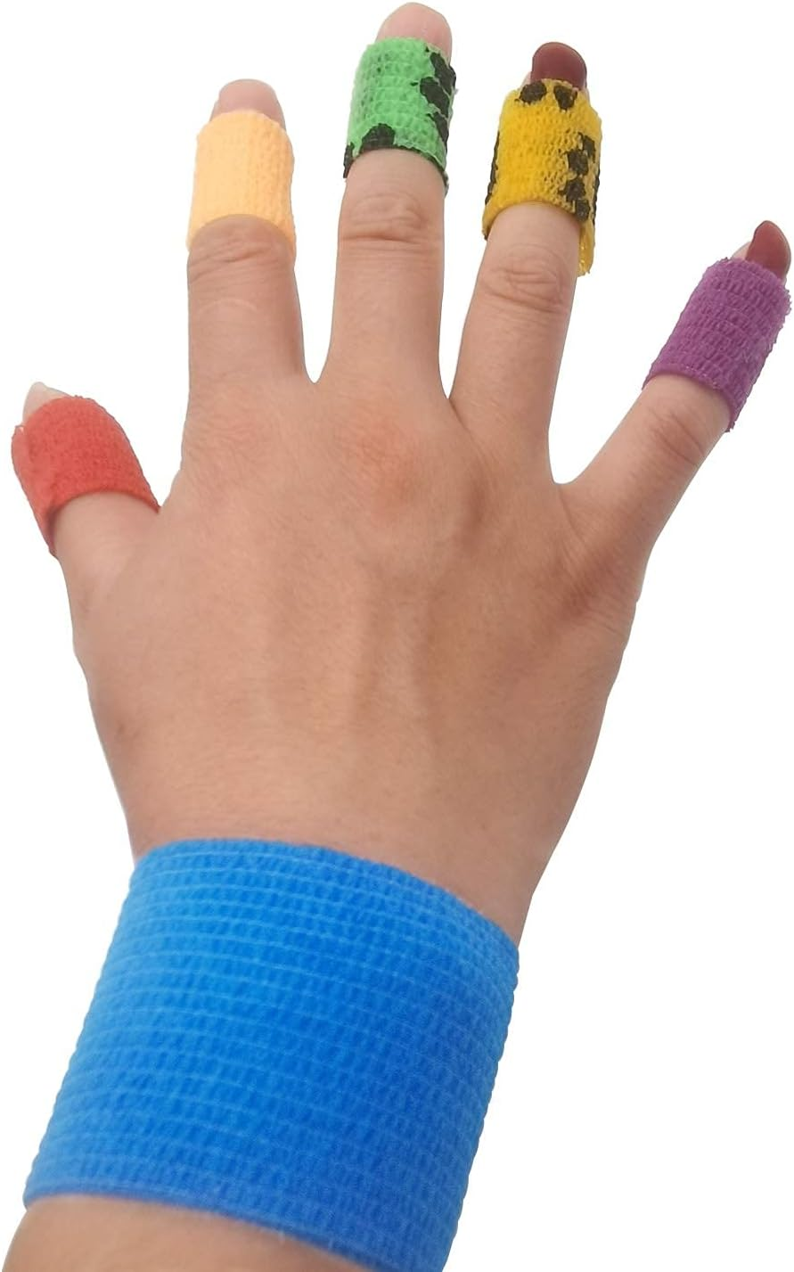 Self Adherent Cohesive Wrap Bandages Non-Woven Bandage Rolls 6 Count 5Cm*4.5M (Black)