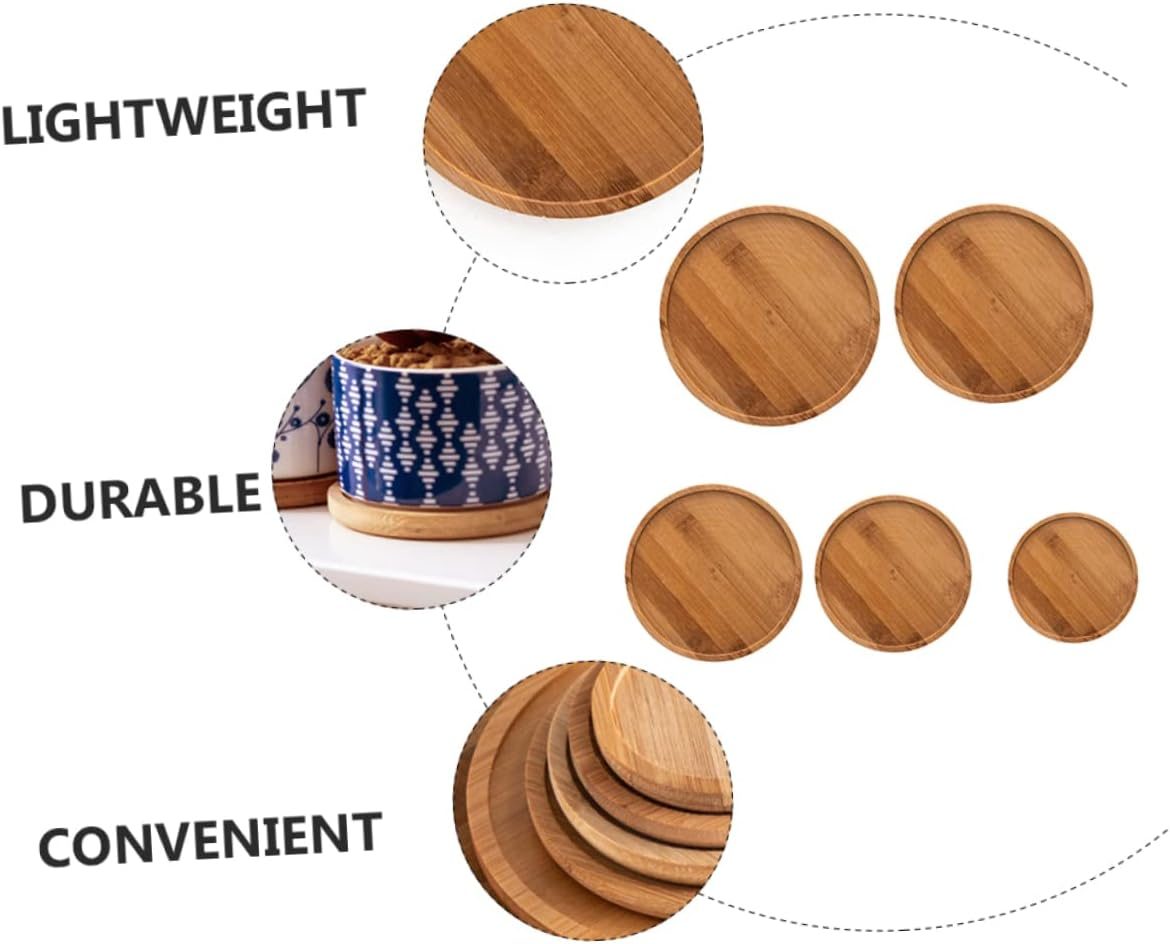 Flowerpot Tray Set 5Pcs for Home Gardening Includes Multiple Sizes 6.5-12Cm Diameter Non-Slip Water Plate for Indoor Plants and Ceramic Pots Sturdy Bamboo Bases image number 3