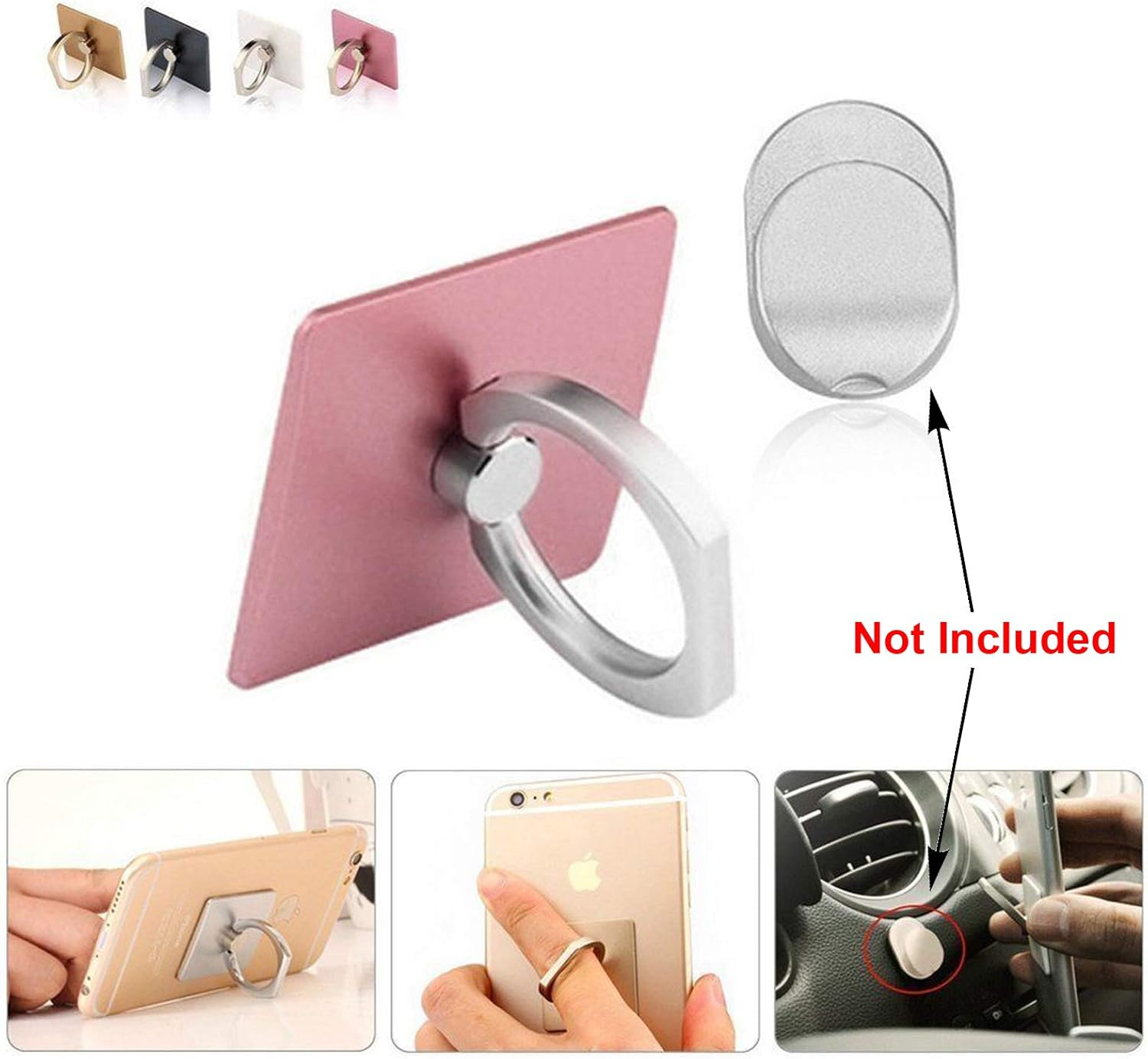 360 Degree Universal Phone Tablet GPS Ring Finger Holder Stand Car Mount (Black) image number 3