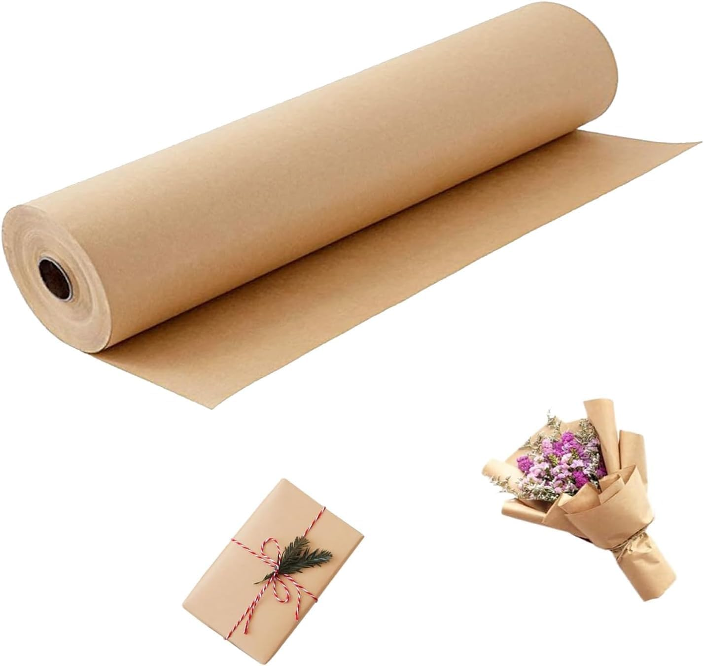 Brown Wrapping Paper, Craft Paper, Kraft Gift Wrapping Paper Arts & Crafts, Bouquet Flower Table Covering Poster Packing Shipping Moving 12" X 393"/ 30Cm X 10M image number 1