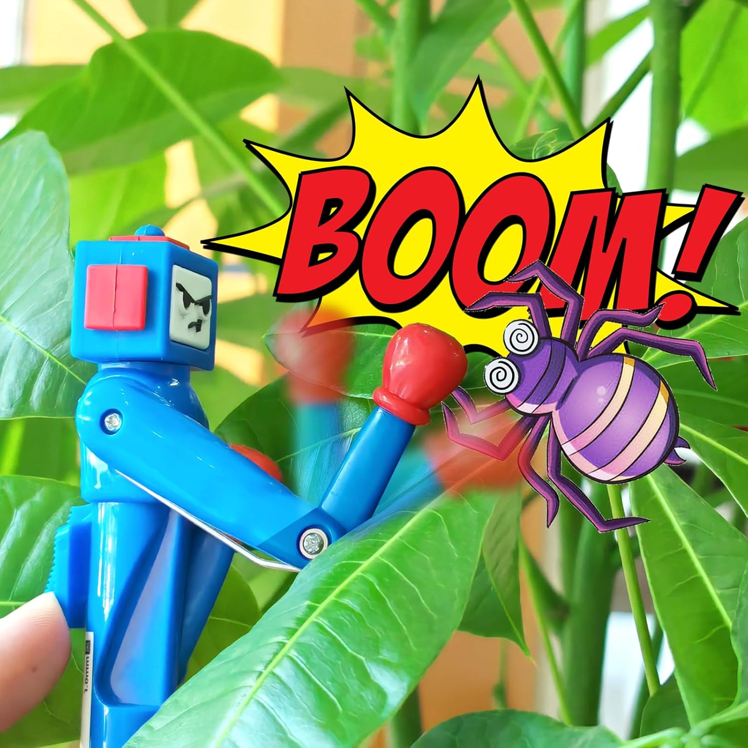 Boxing Pen Robot - （2PCS） with Punching Arm and Crisp Button Sound - Funny and Cool Novelty Pen - Boxing Gifts - Blue/Green Colors - 1.0Mm Smooth Writing image number 1