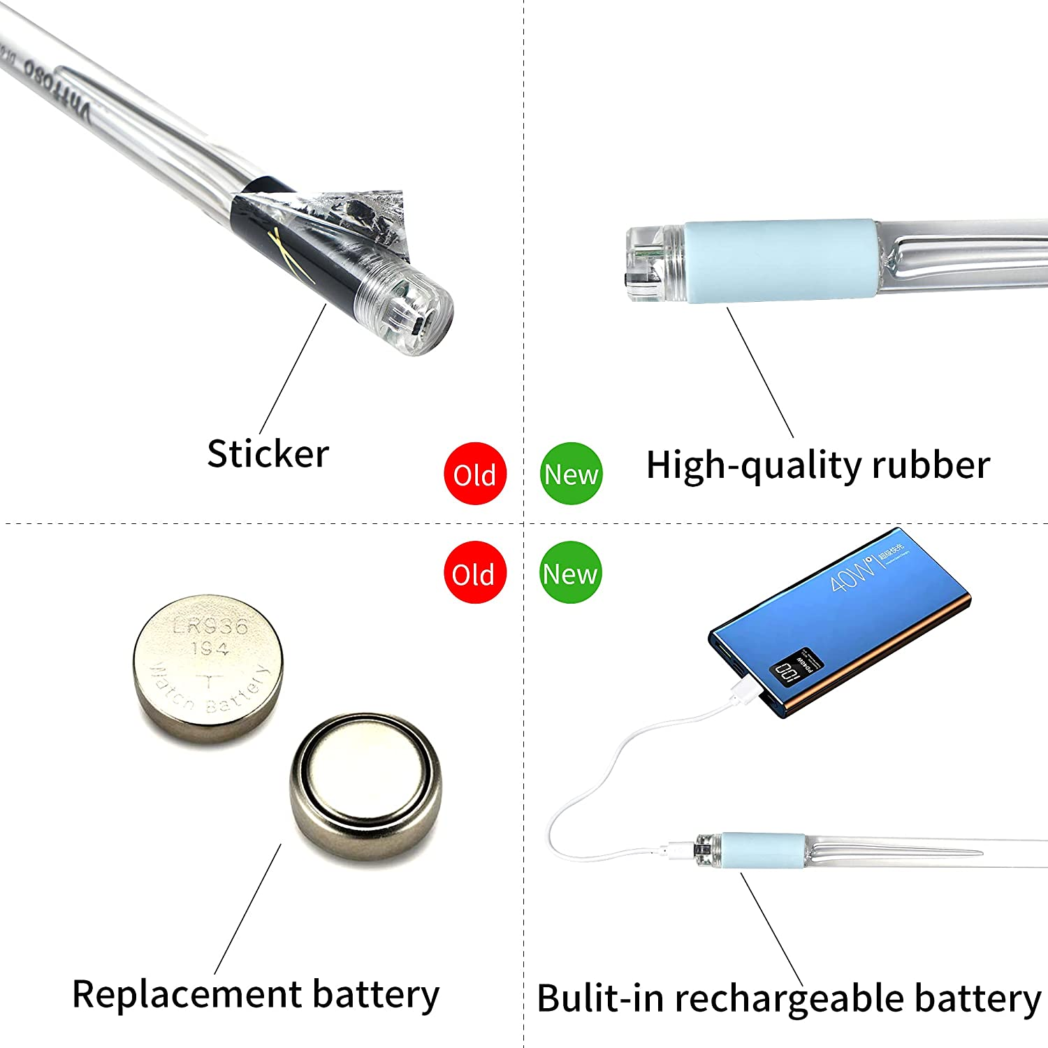 Rechargeable 15 Color Changing LED Light up Drum Sticks with Storage Bag, Glow in the Dark Drumsticks, Drummer Gifts Glow Plastic Drum Sticks for Adults,Personalized Drumsticks（２Pcs／Pack） image number 1