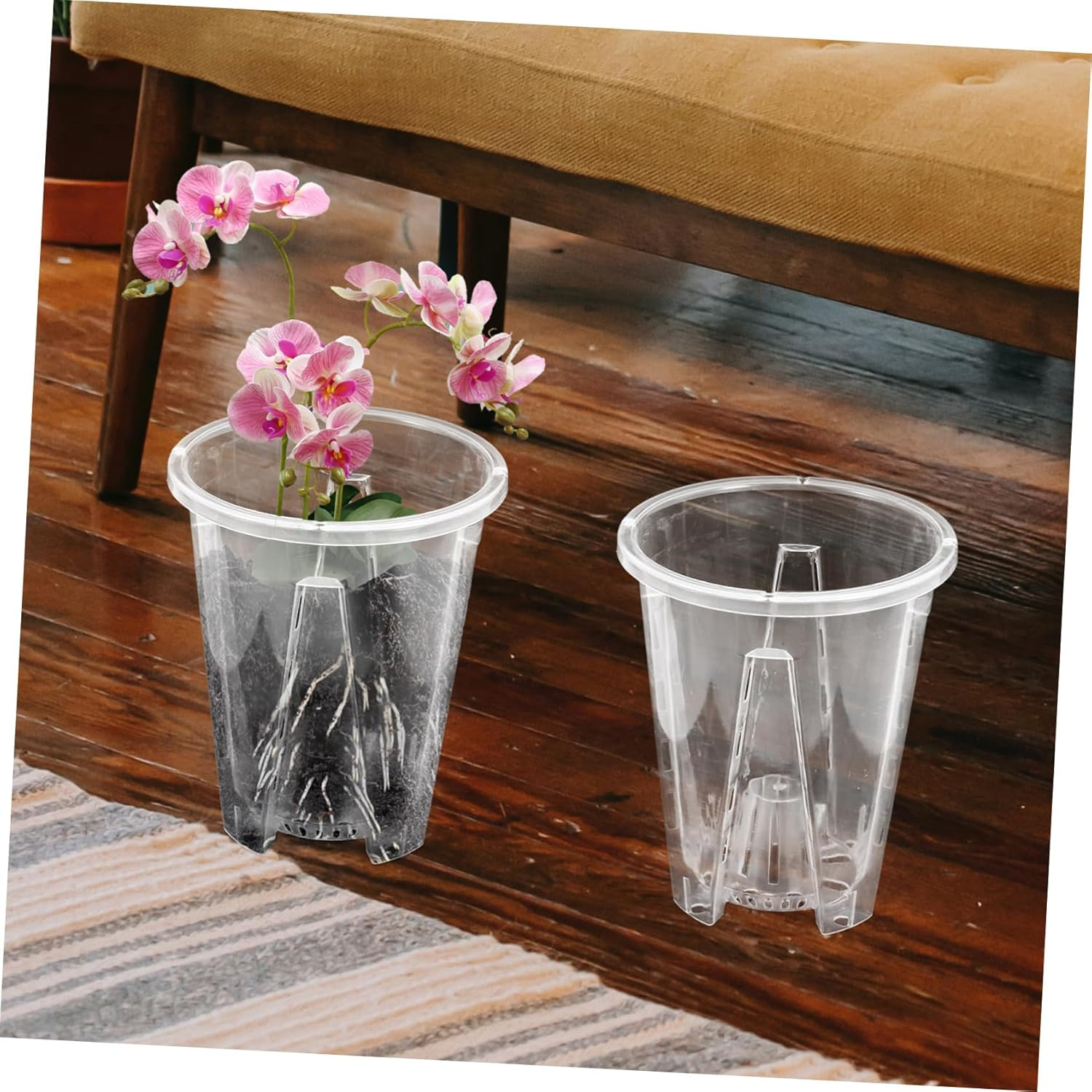 6Pcs Breathable Orchid Pots Plant Nursery Containers Saucers for Gardening 10-Inch Diameter for Seedlings and Root Control image number 1