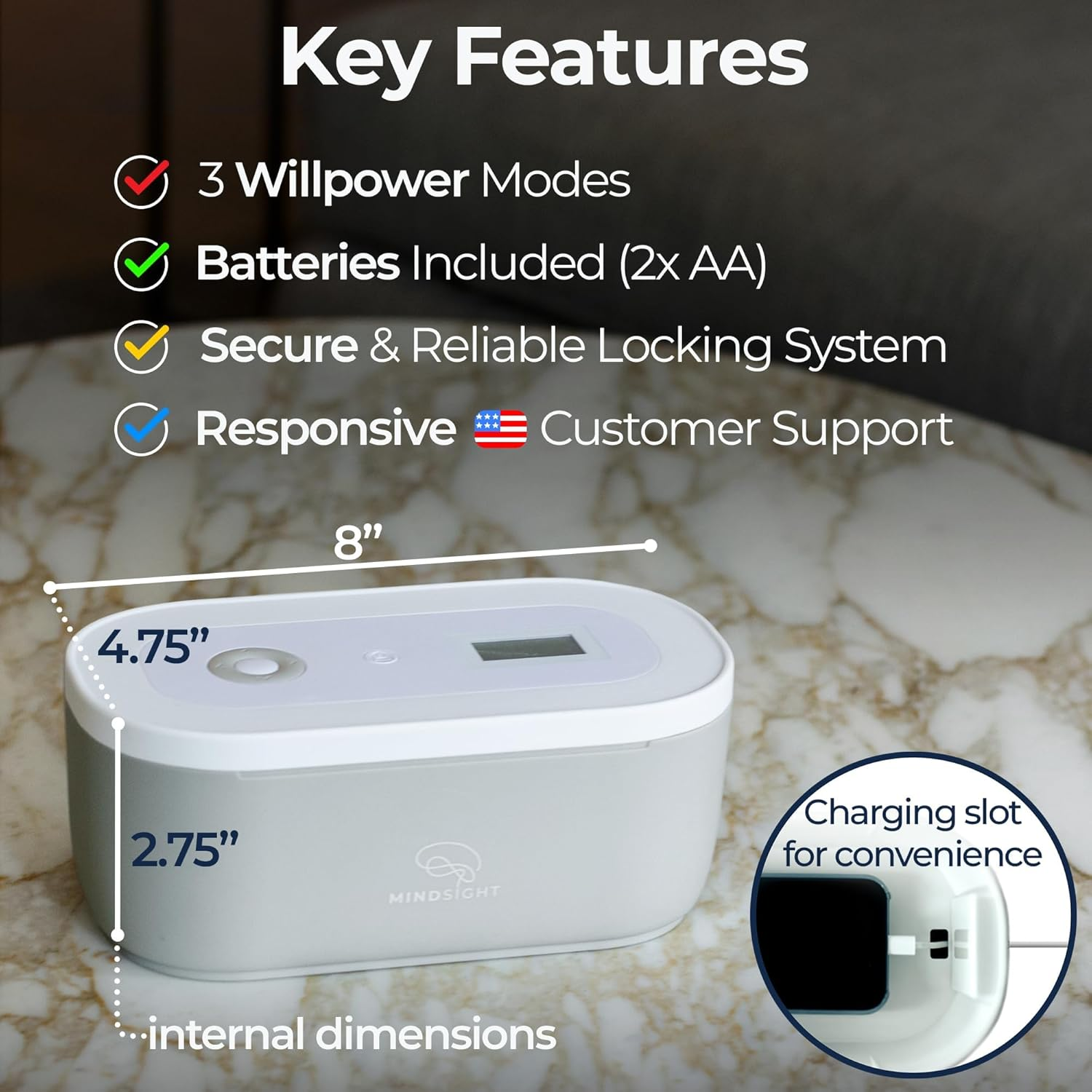 Mindsight Timed Lock Box to Help Detach from Phone, Video Games, Snacks & Cravings | Out of Sight Out of Mind | Simple Mindfulness Tool to Live in the Moment | Stress & Anxiety Relief | Teens/Adults image number 4