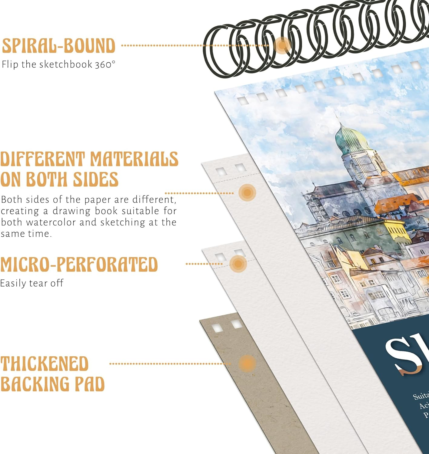 Sketch Book 9 X 12 In- Sketch Book with Hard Cover for Kids Spiral Bound Sketch Pad image number 6