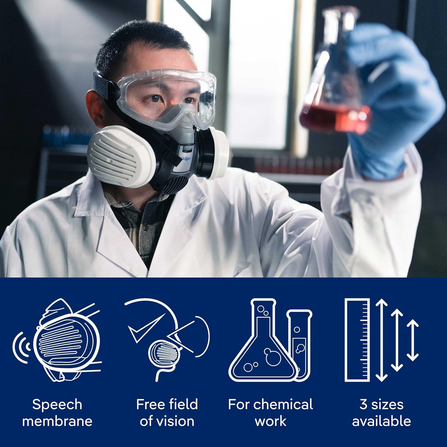 Dr&auml;ger X-Plore 3300 Chemical Half Mask Respirator Set with 2X ABEK1 Hg P3 RD Filters for Chemical Work, Toxic Gas & Organic Vapours