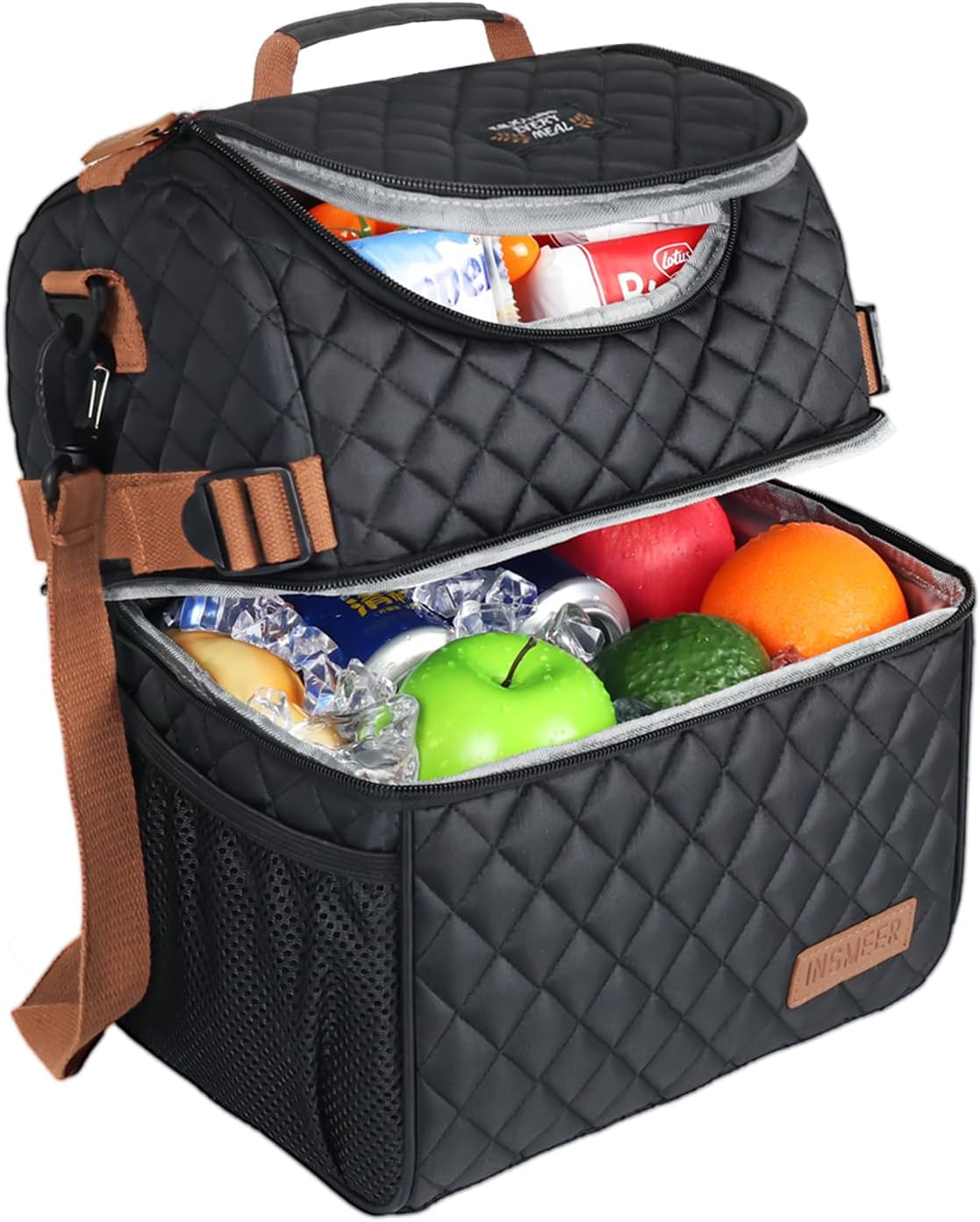 INSMEER 15L Lunch Bag for Women, Insulated Lunch Bag and Cooler with Leakproof & Dry Wet Separation, Dual-Layer Lunch Box for Work & Office, Travel, Camping, Hiking image number 1