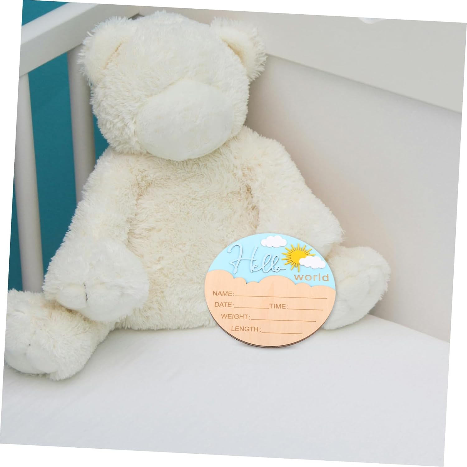 Wooden Name Plaques for Photo Props Safe Smooth Finish Gender Neutral Design for Hospital and Nursery Use - Assorted Color image number 5