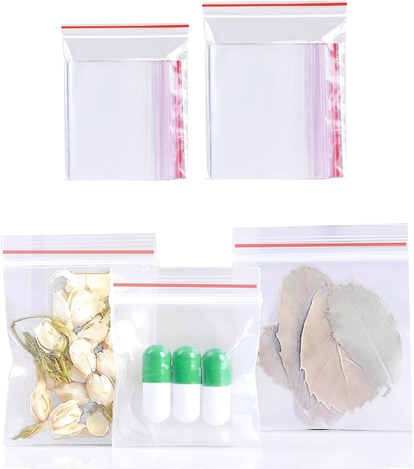 200 Pack Mini Ziplock Bags, 2 Different Size Small Poly Zipper Bags, 80 Micron Clear Reusable Ziplock Bags Storage for Bead,Jewelry,Candy (4X6Cm +5X7Cm) image number 2