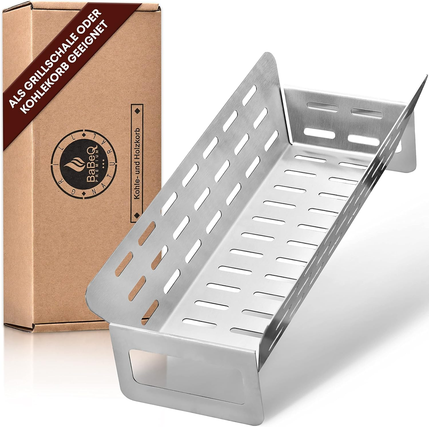 3-In-1 Stainless Steel Grill Basket, Charcoal Basket, Smoking Basket (Square) for Vegetables, Meat, Fish, Coal, Smoking Chips &ndash; Vegetable Basket for Gas Grill, Electric Grill, Charcoal Grill &ndash; image number 6