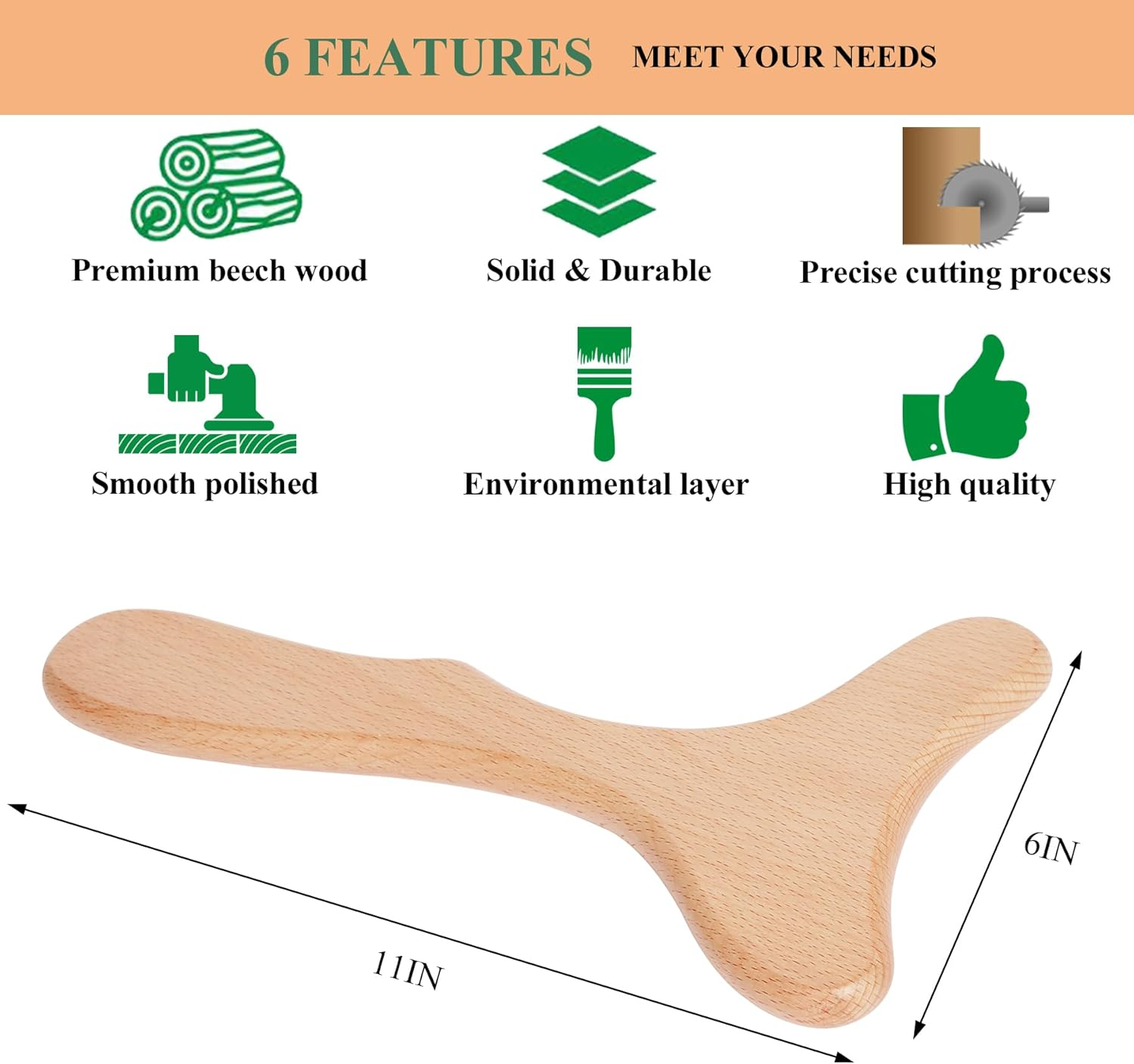 Wooden Lymphatic Drainage Tool Wood Therapy Massager Body Sculpting Tool One-Handed Massage Tools for Maderotherapy,Anti-Cellulite,Gua Sha,Muscle Release-Travel Bag Included,11 * 6Inches image number 4