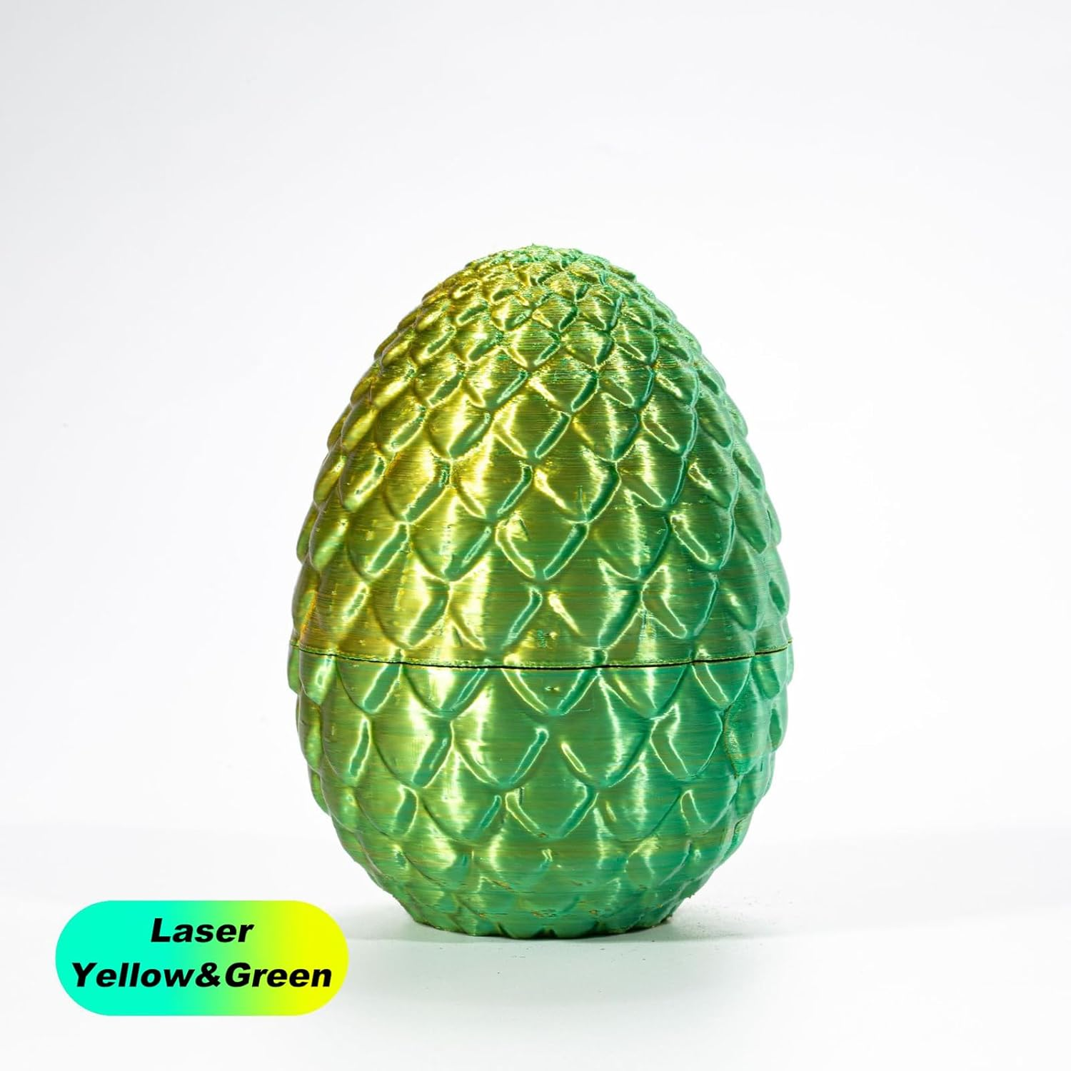 3D Printed Dragon in Egg, Full Articulated Dragon Crystal Dragon with Dragon Egg, Home Office Decor Executive Desk Toys, Adults Fidget Toys for Autism/Adhd (Laser Yellow&Green, 12") image number 2