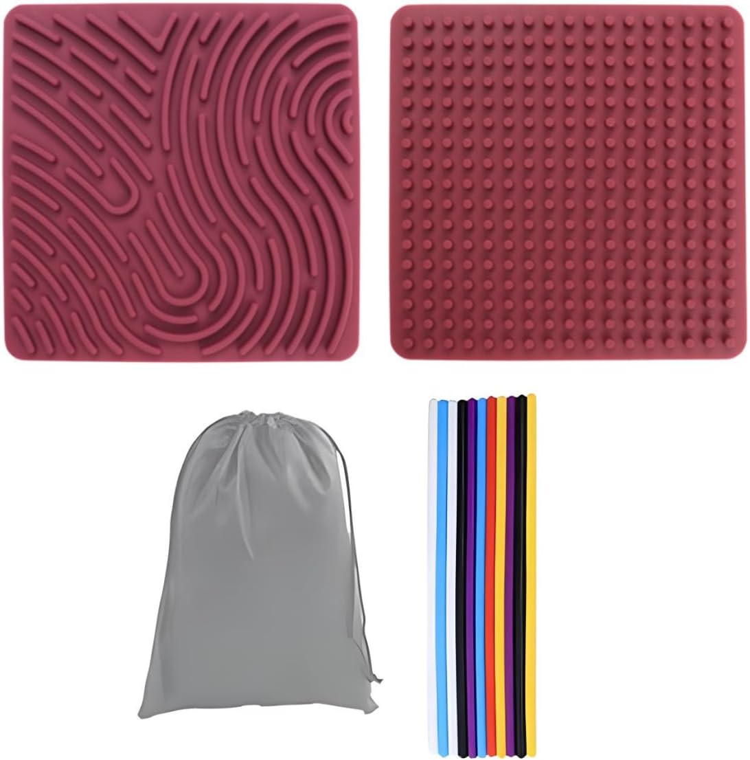 Silicone Sensory Activity Board,Double Side Calm down Fidget Toy, Activities for Travel,Silent No Mess,Anxiety Relief Stress,Portable with Travel Bag and 11 Silicone Stick (Reddish-Brown) - Orange image number 4