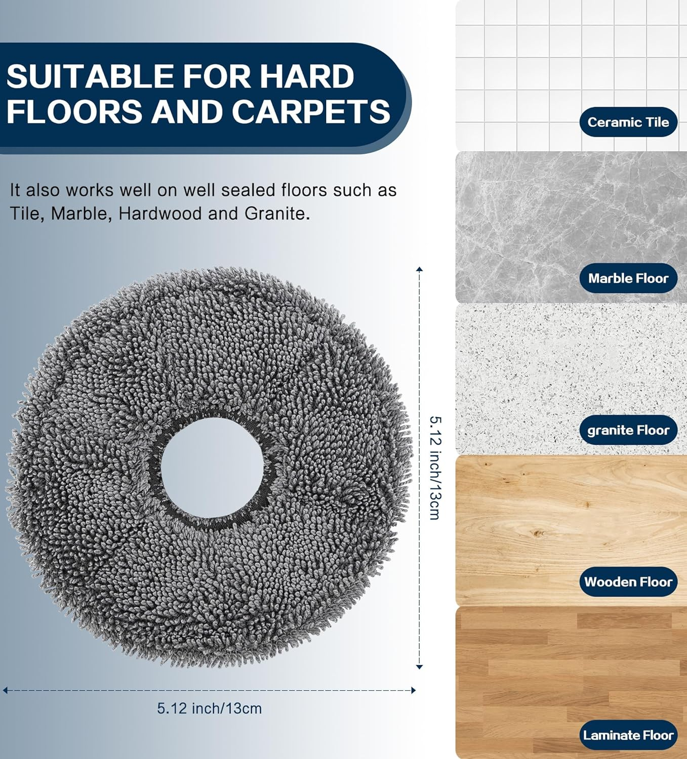 YBVABE Mop Pads Only for Dreame L10S Ultra Robot Vacuum Cleaner【Not for L10S Pro Ultra Heat / L10S Ultra Gen2 / X40 Ultra】&ndash; Replacement Microfiber Mopping Cloths, Washable Mop Cloth Pads Accessories image number 2