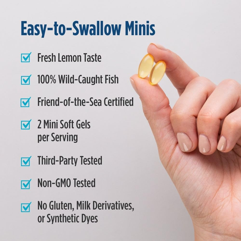 Nordic Naturals Ultimate Omega 2X Mini D3, Lemon Flavor - 1120 Mg Omega-3 + 1000 IU Vitamin D3-60 Mini Soft Gels - Omega-3 Fish Oil - EPA & DHA - Promotes Brain & Heart Health - 30 Servings image number 2