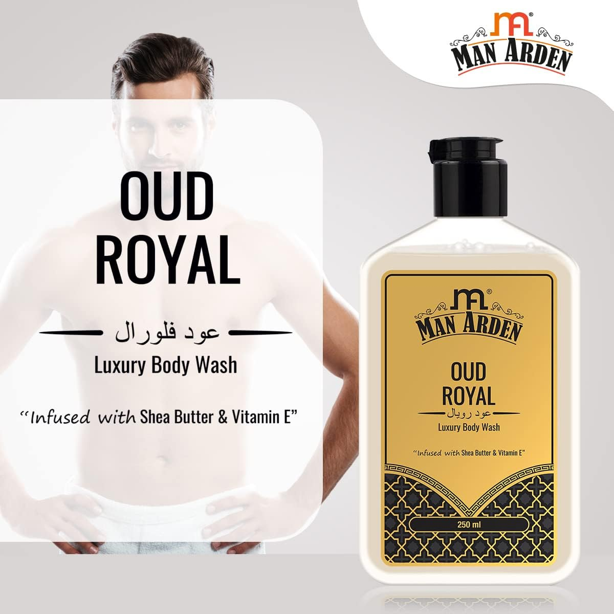 Man Arden Oud Royal Luxury Body Wash Infused with Shea Butter & Vitamin E, 250Ml image number 3
