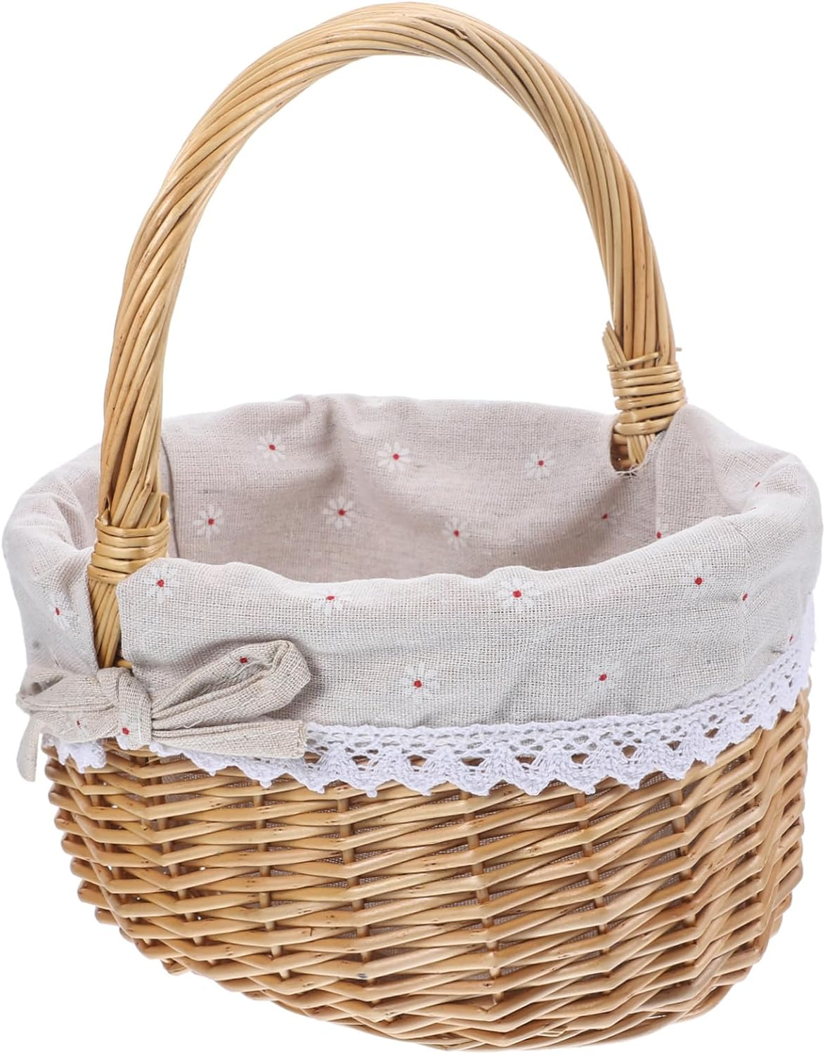 1Pc Wicker Woven Storage Basket with Linen Cloth Lining Versatile Basket for Wedding Blanket Storage Elegant Natural Design image number 2