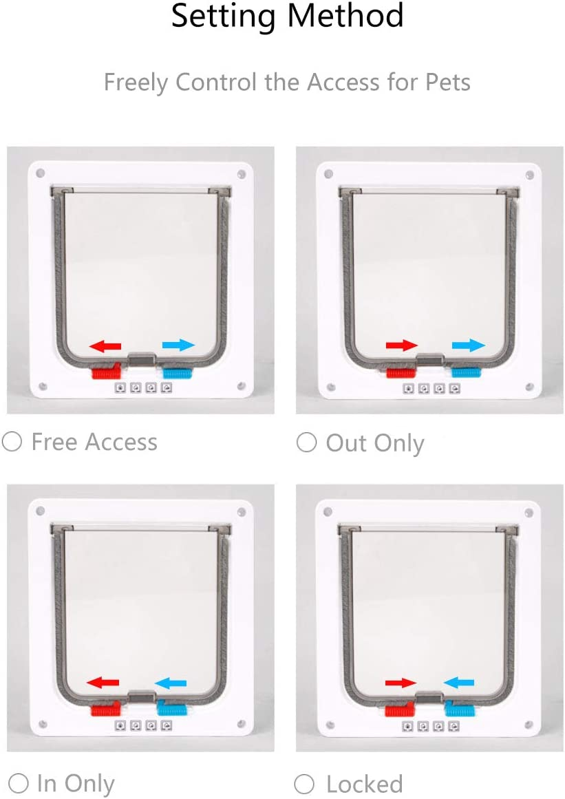 Ycozy Large Cat Doors Outer Size 9.9" X 9.3" 4-Way Locking Indoor Pet Door for Interior Exterior Door Wall Window, Weatherproof Cat Flap for Kittens & Dogs Easily Install