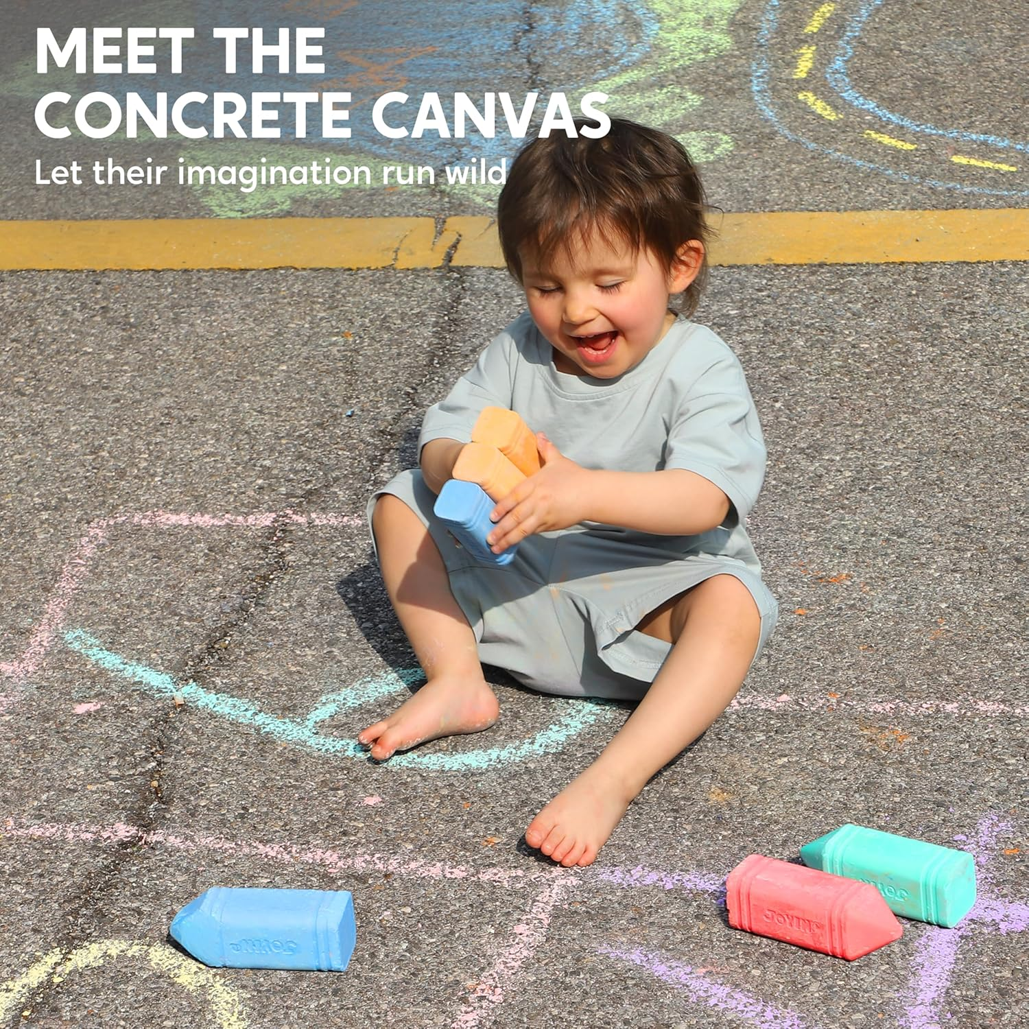 JOYIN 6 PCS Jumbo Sidewalk Chalk with 6 Colors, Washable Sidewalk Chalk for Kids, Non-Toxic Art Supplies, Outdoor Games, Playground Accessories image number 1