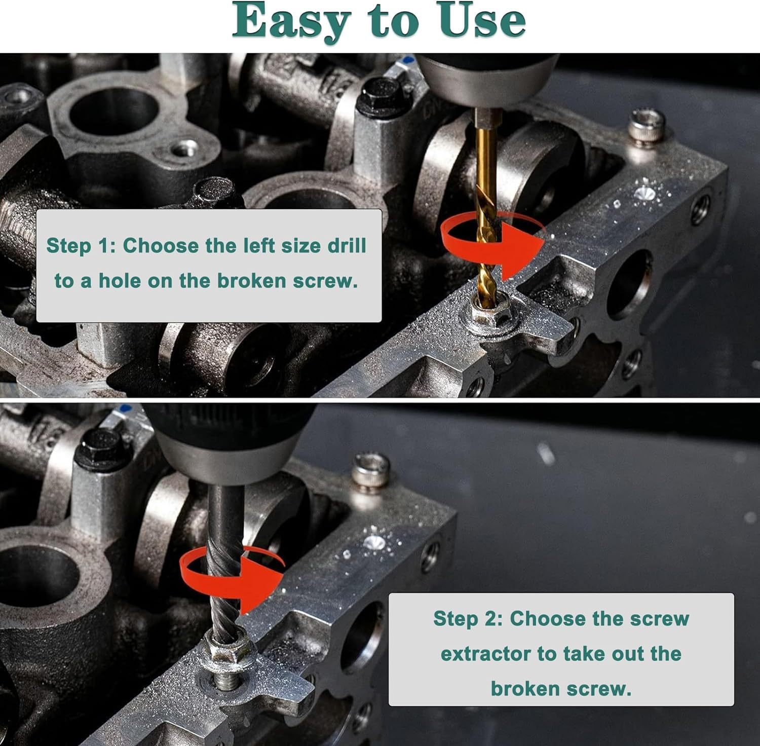 KEWAYO 10Pcs Screw Extractor and Left Hand Twist Drill Bit Set, HSS Steel Drill Bit, Reverse Drill Bit Extractor, for Removing Damaged Broken Screw and Bolt image number 6