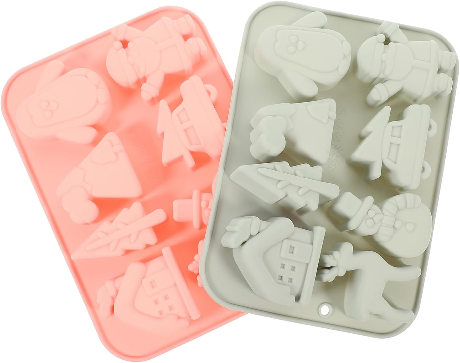 Set of 2 Christmas Silicone Molds Baking Tools for Chocolates Candies Easy to Use Non-Stick for Home Baking image number 5