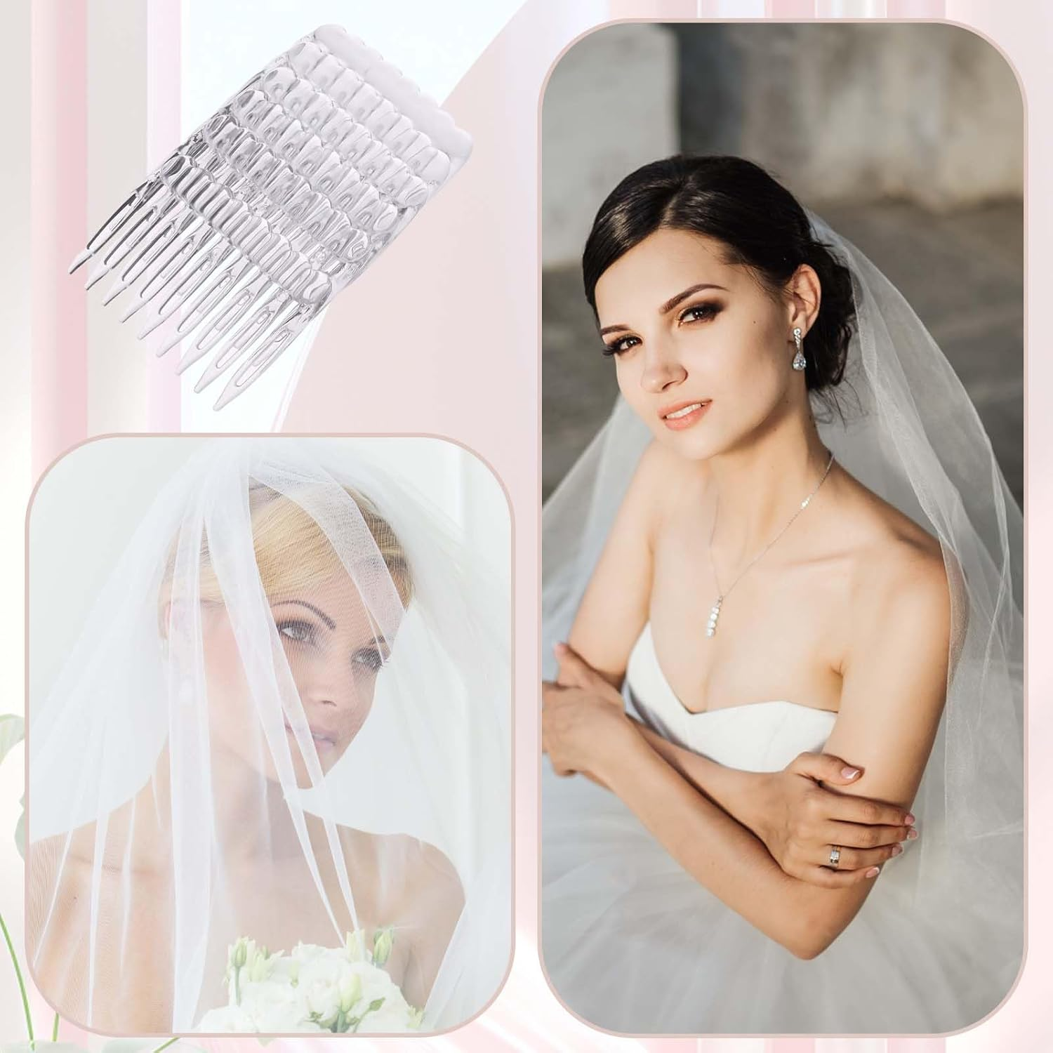 French Side Combs - 24-Piece Set, Wedding Decorative Combs for Women Girls, Plastic - 4 Colors image number 5