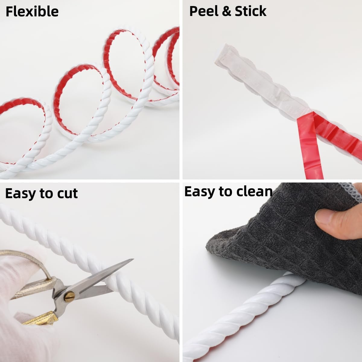 Paintable Peel and Stick Wall Molding Trim, Flexible Strip for Mirror Frame, 3D Wall Edge, Cabinet, Picture Frame and Home DIY Decoration (16.4 Ft X 0.6 Inch)