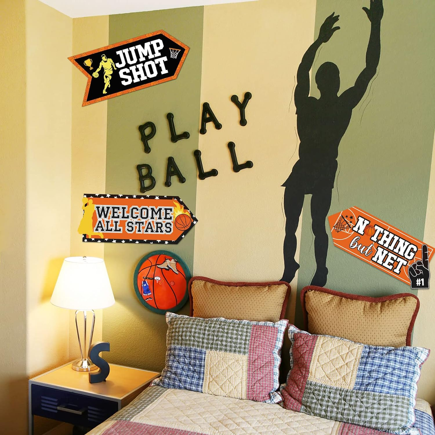 20 Pieces Basketball Decoration Basketball Party Sign Sport Themed Paper Basketball Sign Basketball Party Decoration Basketball Decoration for Party Wall Cutout Decoration image number 1