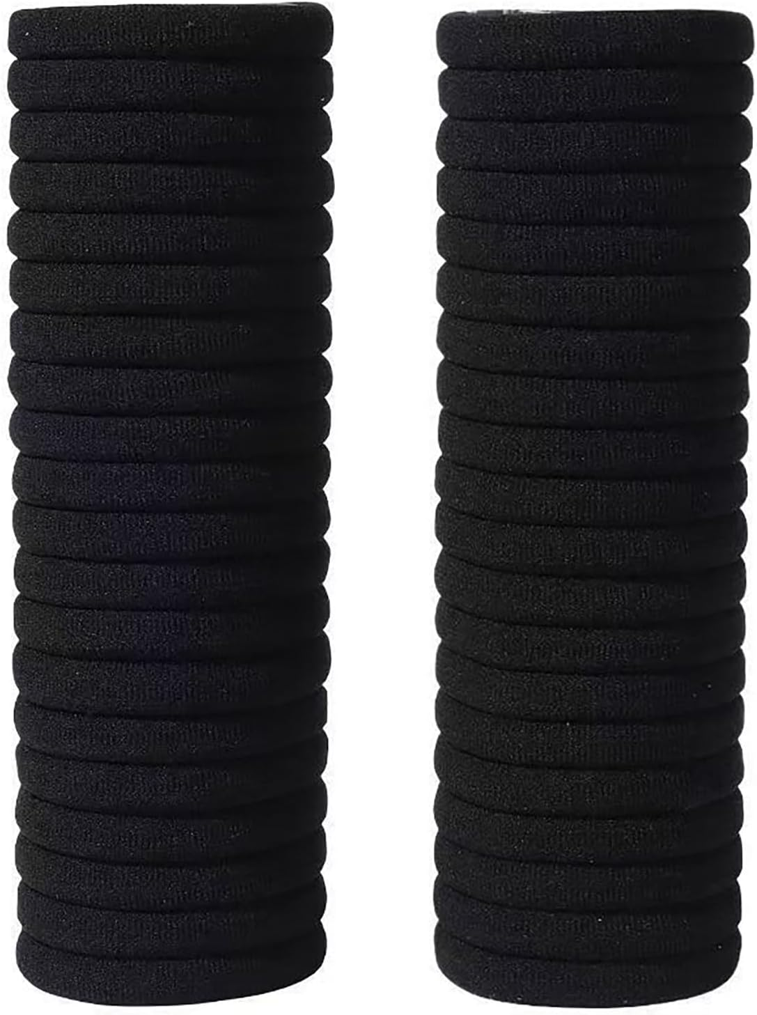 50Pcs Black Thick Seamless Bands Elastic Ties Soft Ponytail Holders for Women Girls Rubber Bands Hair Ties (Black)