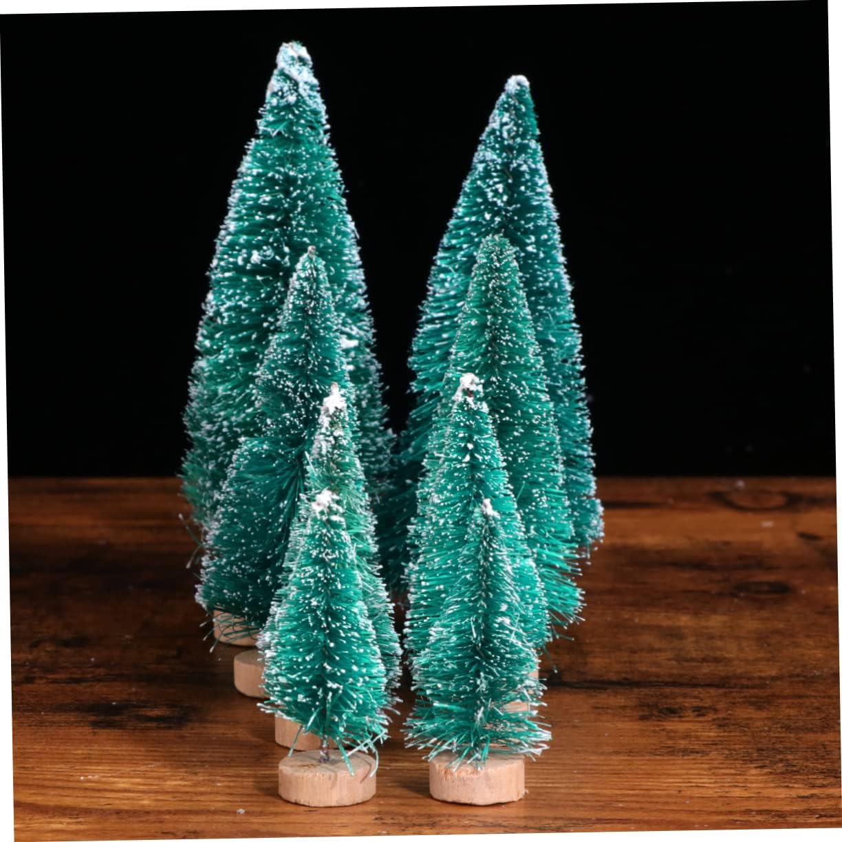 34Pcs Mini Christmas Tree Ornament Pack Creative Xmas Decorative Model Wooden Stand for Living Bedroom and Office Desktop Display image number 6