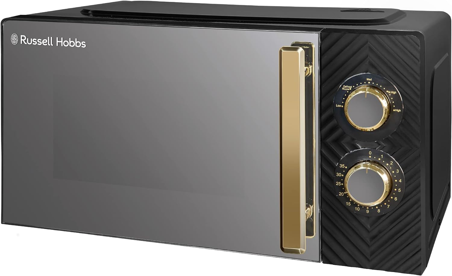 Russell Hobbs 17 Litre 700W White Solo Manual Microwave with Groove Design, 5 Power Levels, Integrated Timer and Defrost Function, Easy Clean RHMM723