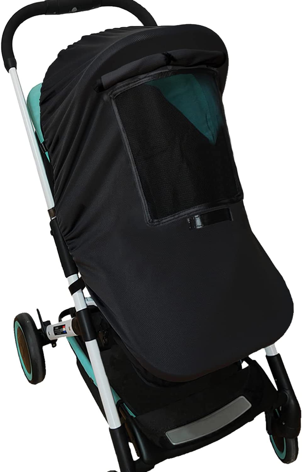 Universal Buggy Pram Sunshade,Baby and Toddler Buggy Sun Cover with Viewing Window, Sun Shield UV Protection Blackout Blind for Baby Pushchairs and Srollers- Easy to Install（Black)） image number 3