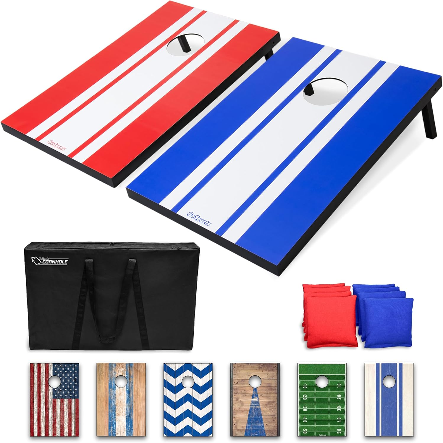 Gosports Classic Cornhole Sets &ndash; Choose 4'X2' or 3'X2' - Includes 8 Bean Bags, Travel Case and Game Rules (Choice of Style)