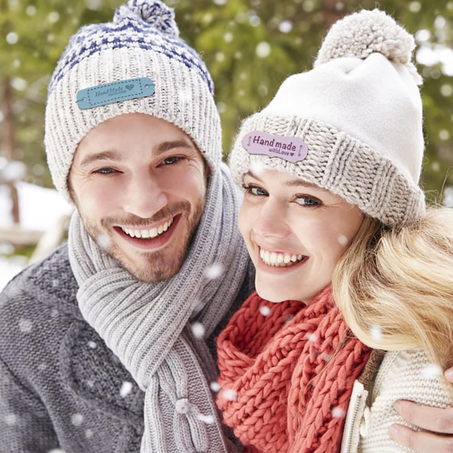 100Pcs Handmade Leather Labels Colourful Handmade Labels Tags Art Tags DIY Embellishments Ornaments Accessories for Scrapbooking Clothing Craft Decorations (50Rectangle + 50Flower Shape)