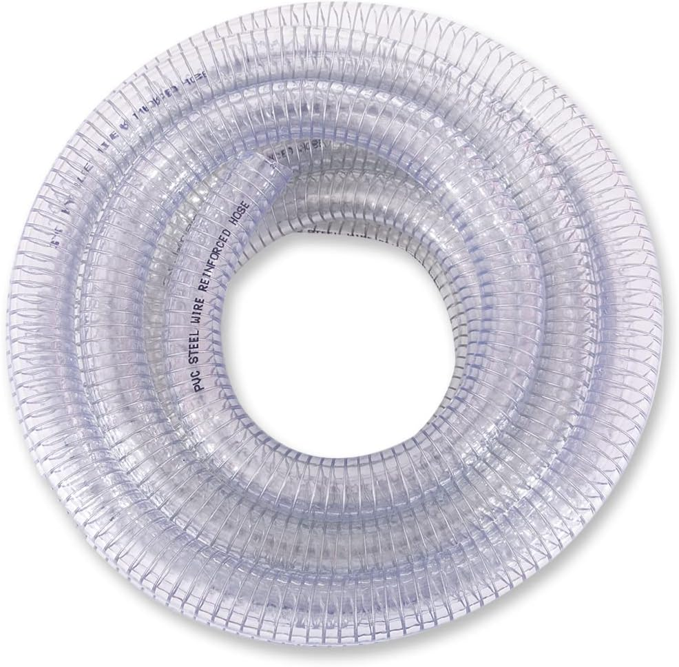 DAVCO 5/8" ID - 10 Ft Steel Wire Reinforced Vinyl Tubing Flexible Clear Plastic Heavy Duty PVC Hose for Dust Collection image number 1