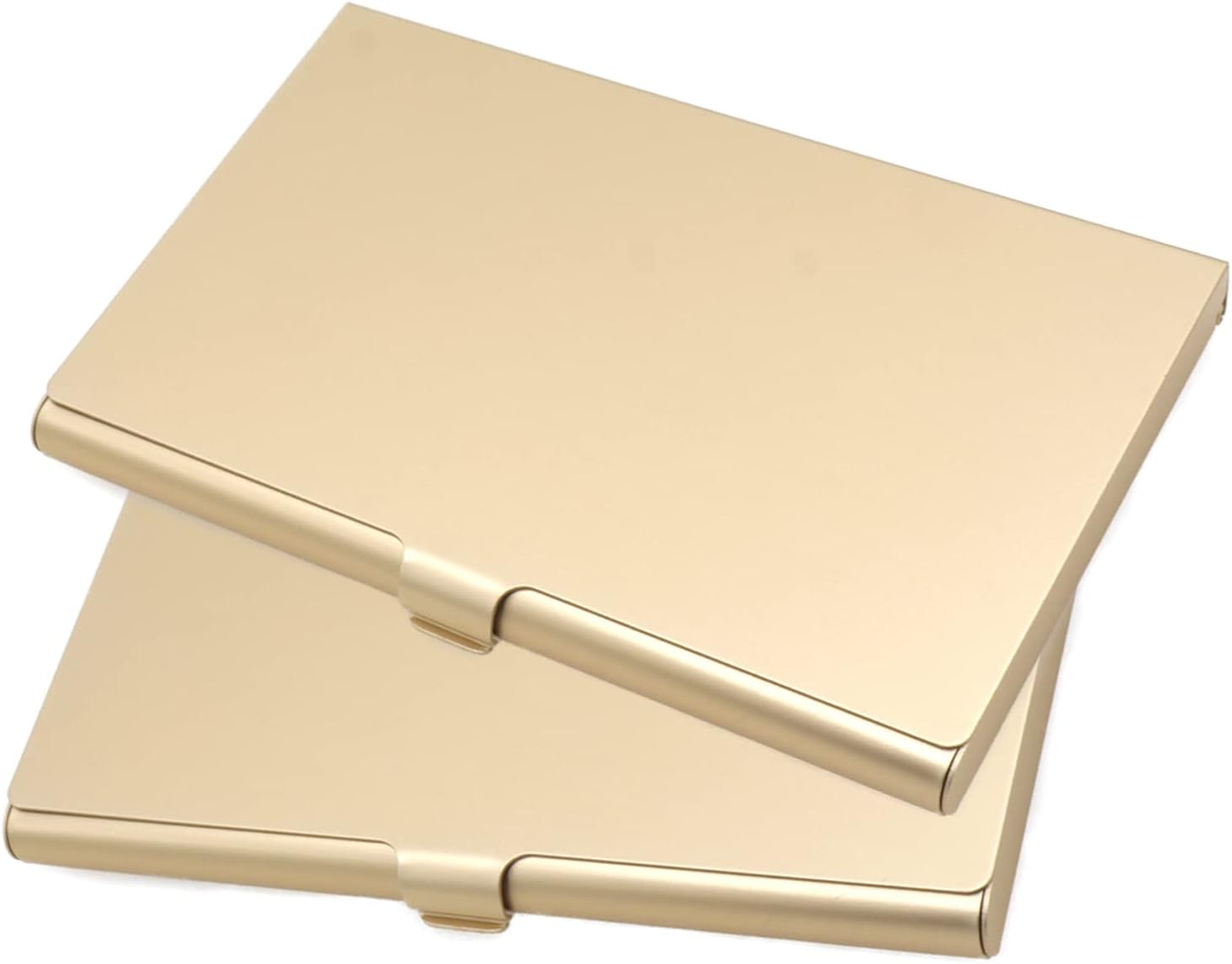 Pack of 2 Gold Metal Business Card Holder, Aluminum Alloy Business Card Case, Flip Cover Slim Pocket Business Card Holder, Purse Name Card Holders for Men & Women, Gold image number 1