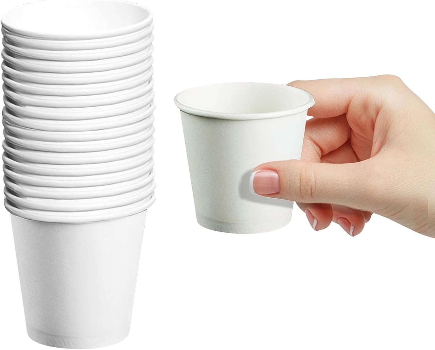 100Pack Shot Cups,50Ml Multi Use Handy Paper Cups,Stackable Cup Travel Supermarket Mini Disposable Cups for Wedding Birthday Party Supplies Beer Drinking Serving Snacks Samples Tastings image number 4