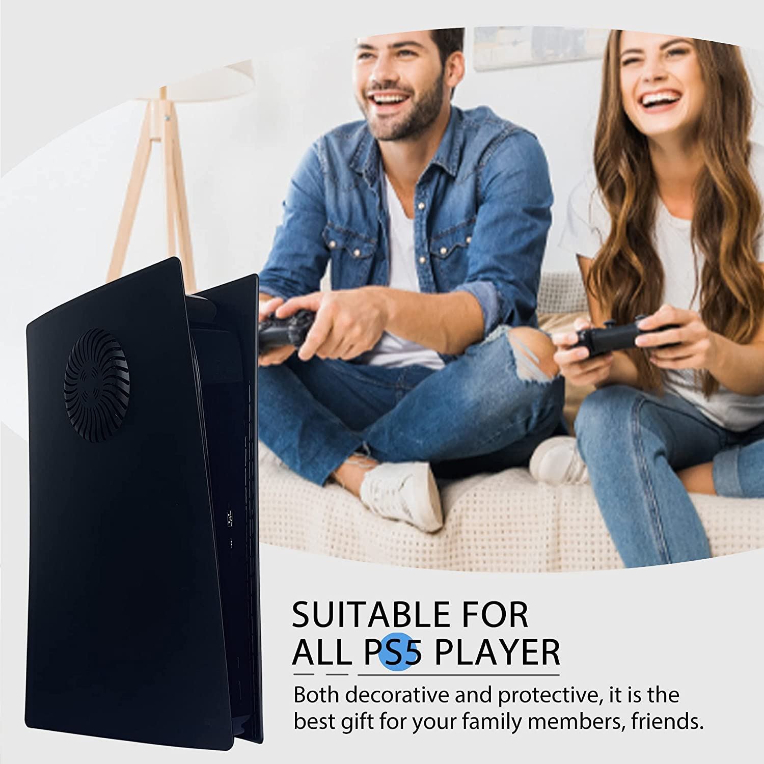 PS5 Faceplate with Cooling Vents and Dust Filter for Digital Edition DOBEWINGDELOU PS5 Face Plate Console Cover Replacement Side Plate Shell Dustproof Accessories ABS Case Black image number 3