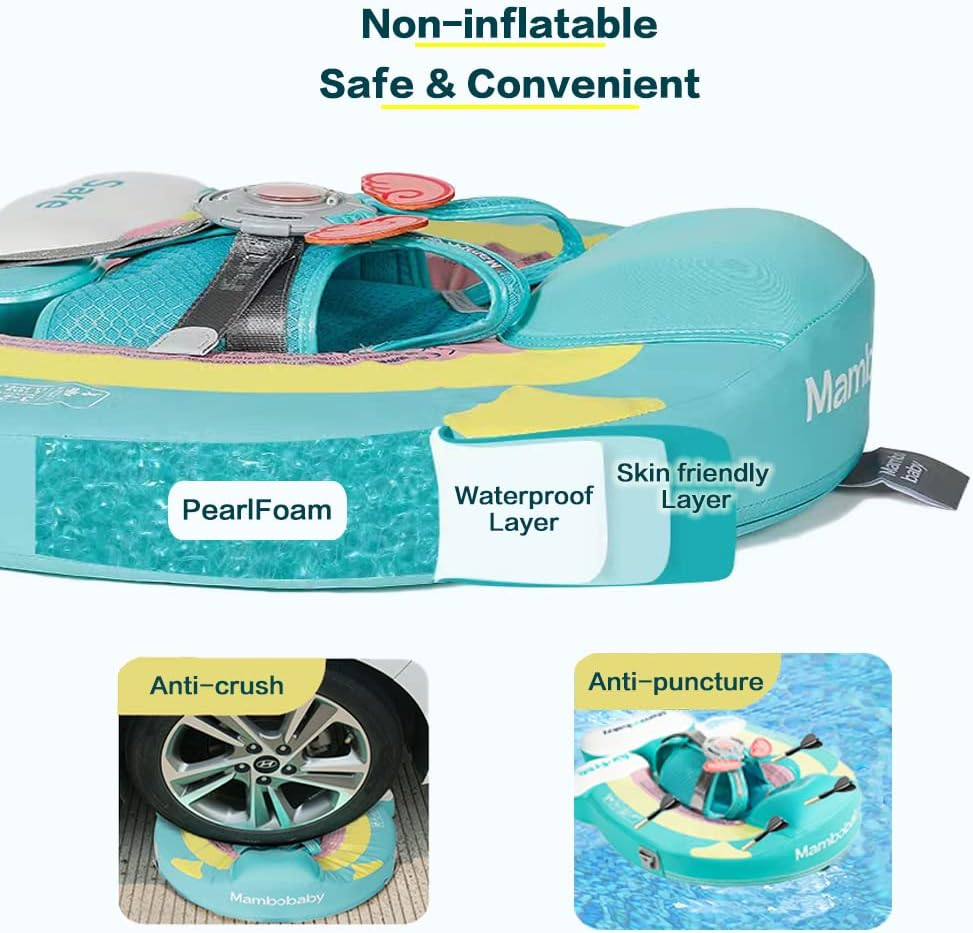 Upgraded Baby Pool Float Newest Mambobaby Swim Float Non-Inflatable Baby Floats with Canopy for 3-24 Months Float for Infant Swim Ring image number 5