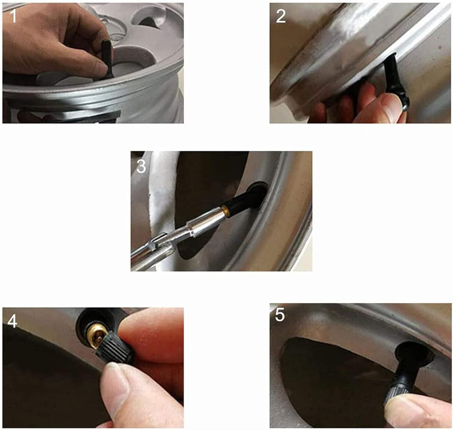 IRYNA Car Tire Valve Stem, 10Pcs Rubber, Black, Universal Fit for Truck, Motorbike, Passenger Car, Tubeless Snap-In, Brass Core, 50 X 19Mm, Max. 4.5 Bar image number 2