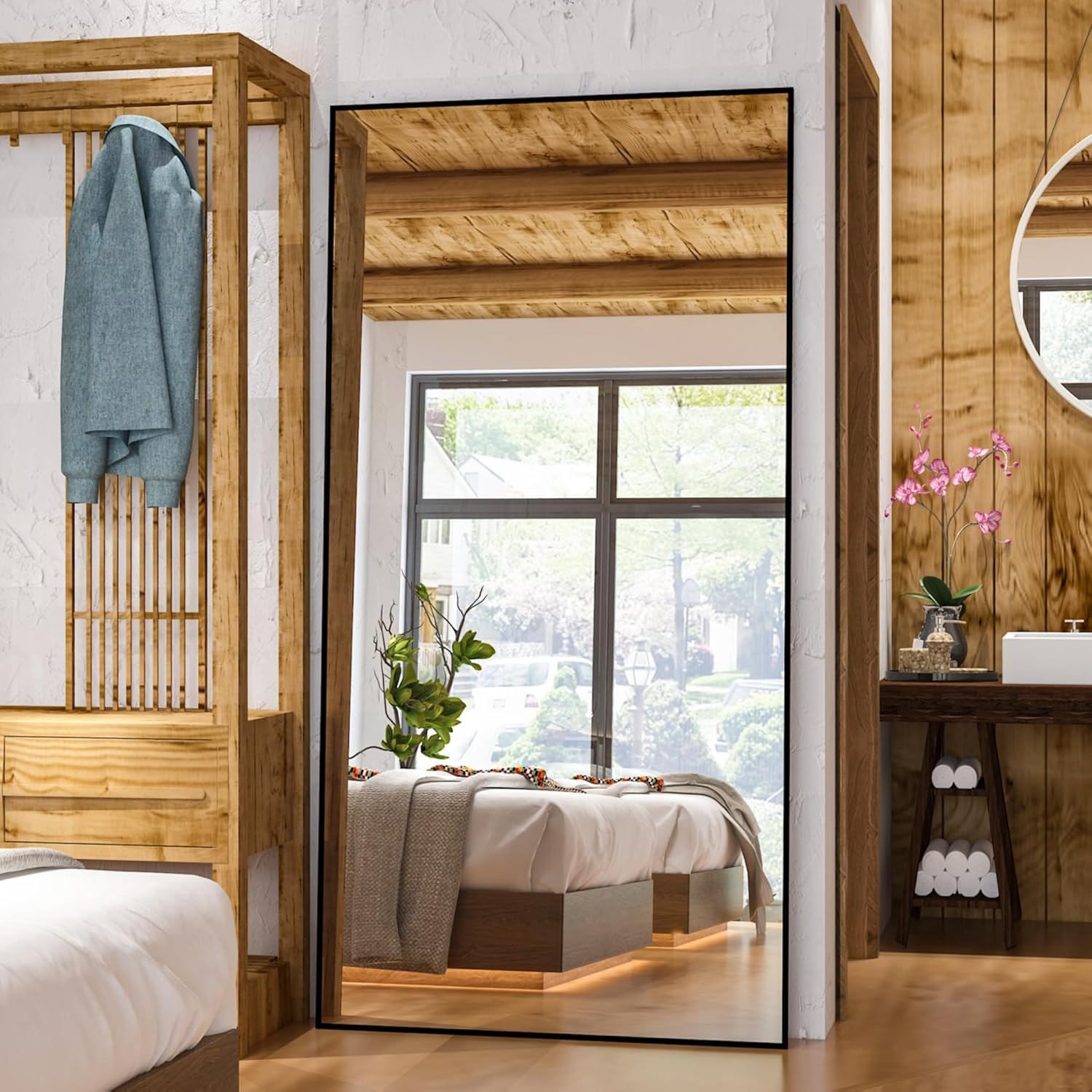 CASSILANDO Oversized Full Length Mirror, 180 * 80Cm Extra Large Floor Standing Mirror with Aluminum Alloy Frame for Bedroom image number 3