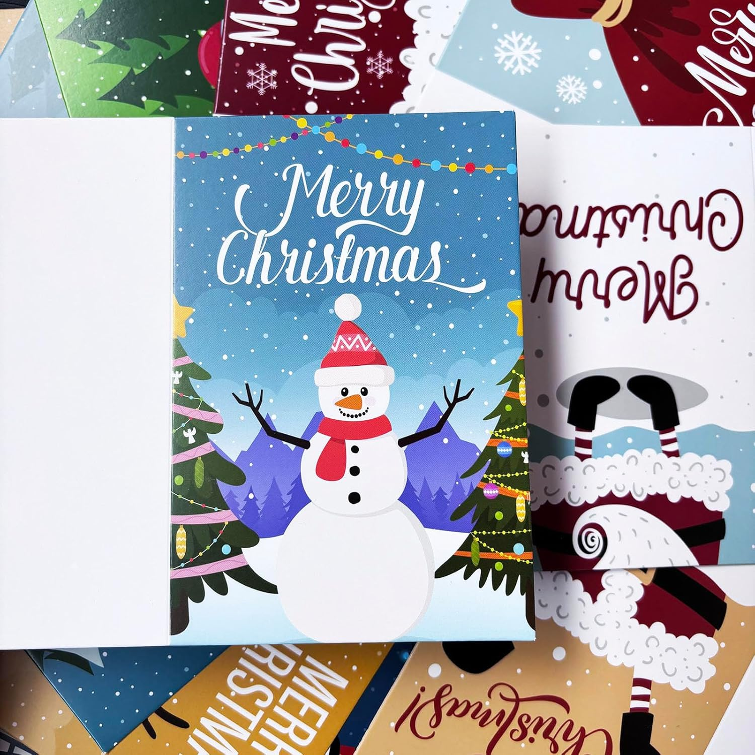 12 Set Christmas Holiday Greeting Card Set, 7.87X5.9 Inch, 12 Assorted Custom Illustrative Designs, Blank Inside, By, Complete with Envelopes and Sticker (Style C) image number 4