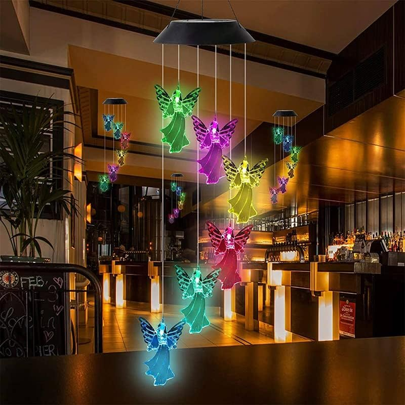 Colour Changing Wind Chimes LED Light Hanging Decor Outdoor Solar Powered Garden, Durable Crystal Ball Design, Night Glow, Easy Installation, 6-12 Hours Working Time image number 5