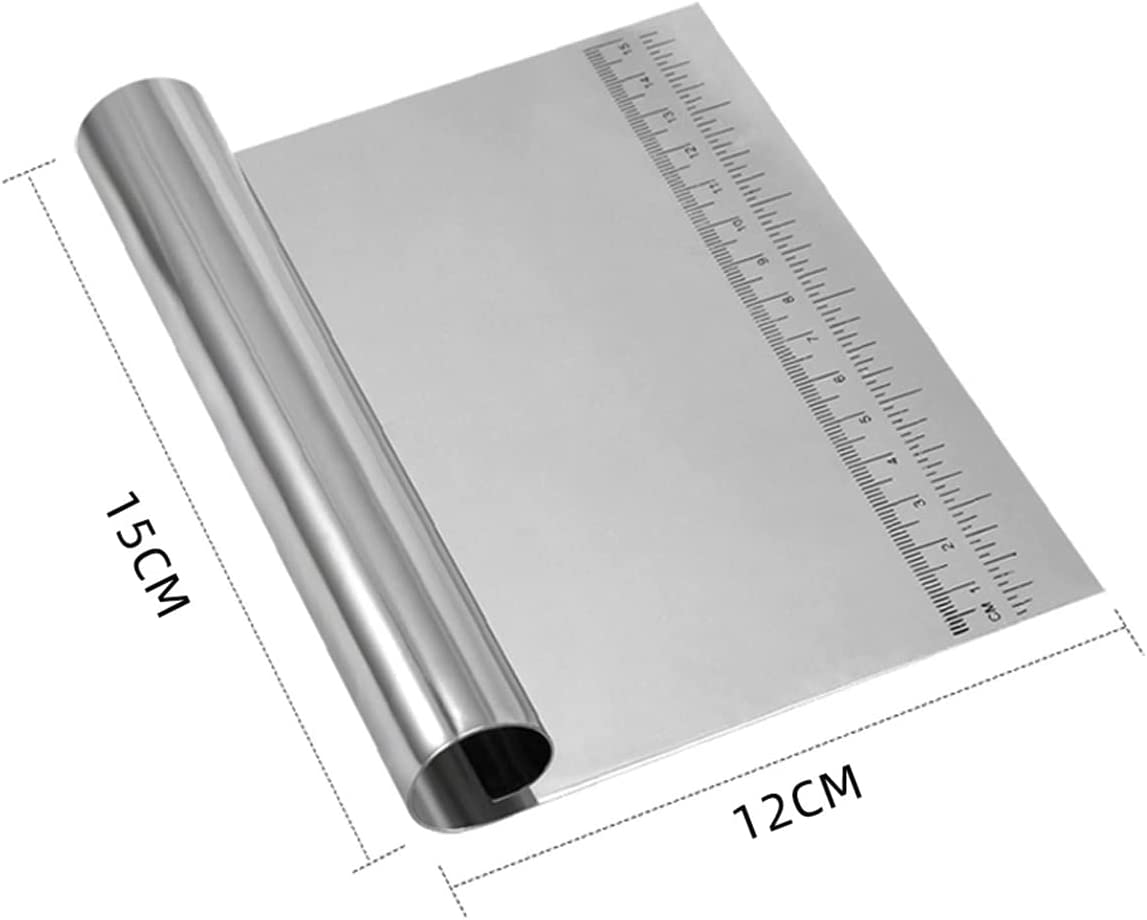 Stainless Steel Pastry Scraper Bench Scraper Chopper, Pastry Cutter for Pasta Dough Bread Cake Baking, Multi-Purpose Kitchen Tool with Scale Ruler