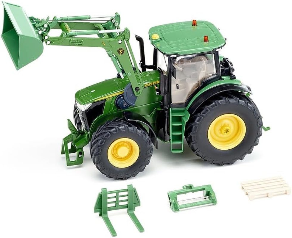 Siku 6795, John Deere 7310R Tractor with Front Loader, Green, Metal/Plastic, 1:32, Remote Controlled, Includes Bluetooth Remote Control and Accessories, Control via App image number 5