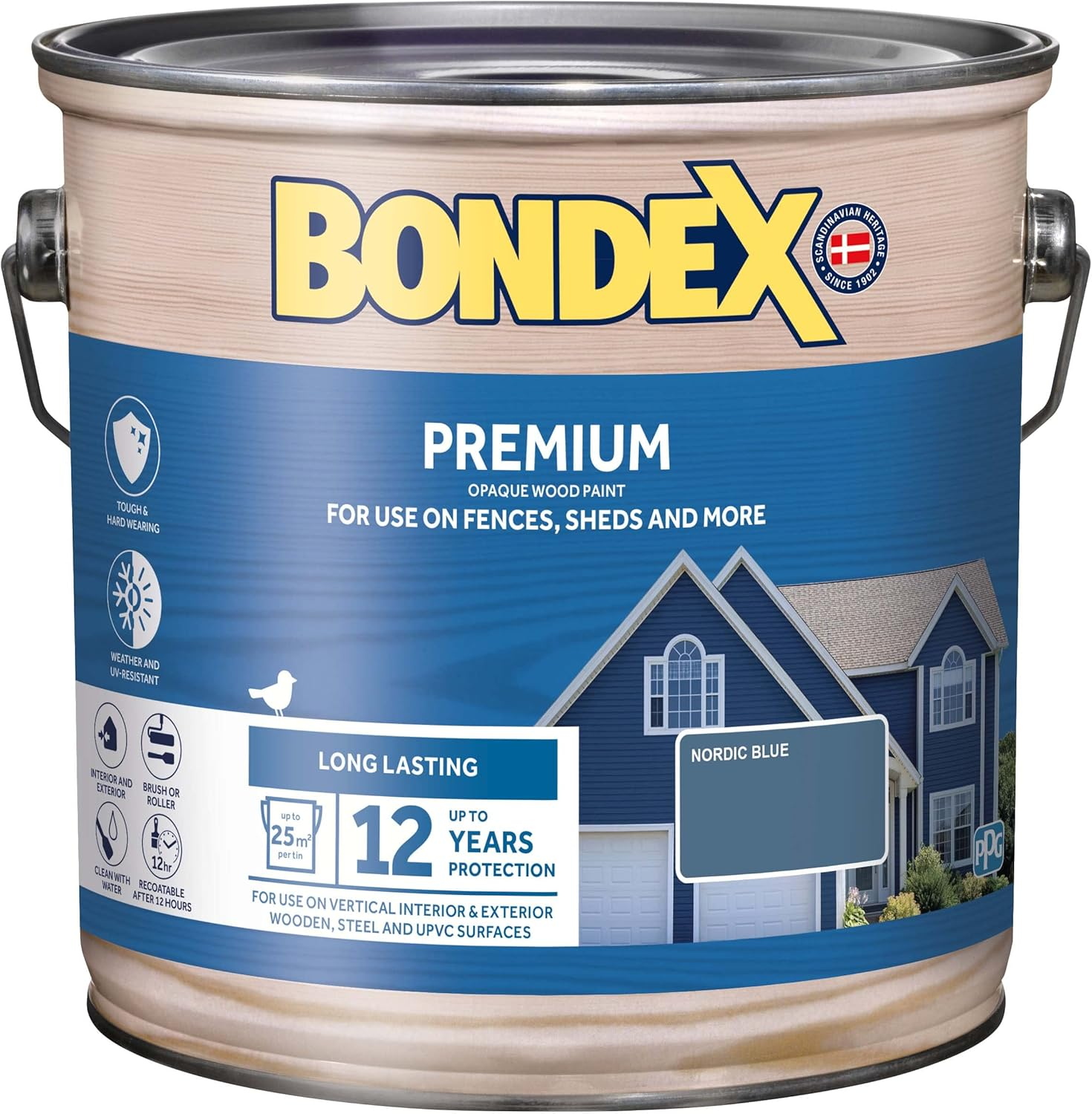 Bondex Premium Woood Stain - Nordic Blue &ndash; Suitable for Interior & Exeterior Wood - Water Based & Hardwearing &ndash; 12 Years Protection - 2.5L image number 5