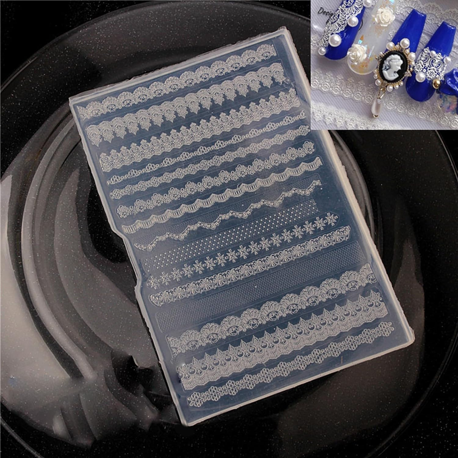 Silicone Nail Art Mold - Sturdy & Reusable Multi-Design Templates for Home DIY, Professional Salon Use | Floral & Butterfly Embossing Template Kit for Nail Artists, DIY Enthusiasts image number 1