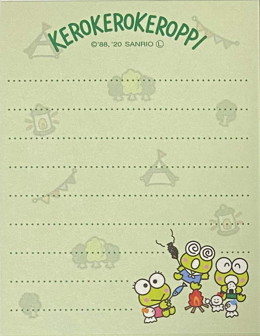 Sanrio Kerokerokeroppi Mini Block Notepad Memo Pad Paper 2Design 100Sheets Japan (3 Siblings)