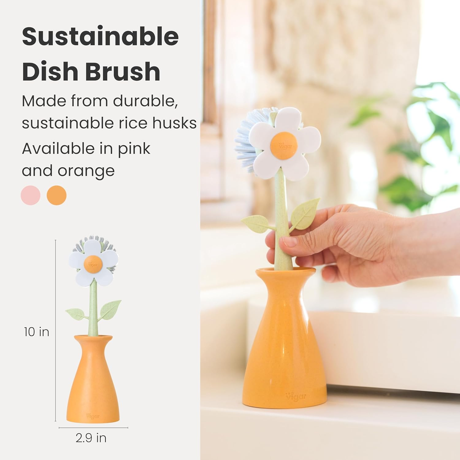 VIGAR Dishwasher Brush with Orange Florganic Vase image number 2