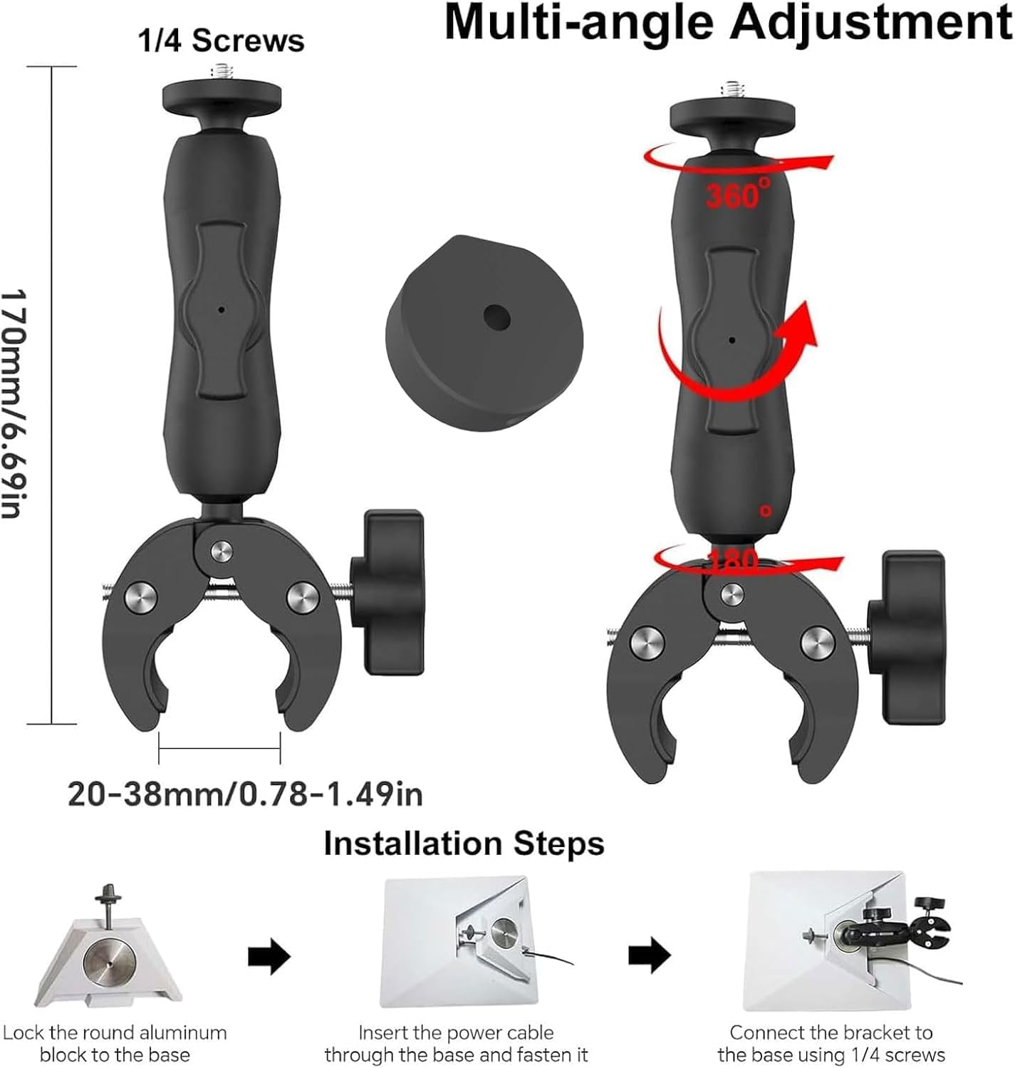 Starlink Mini Mount, Universally Adjustable Angle Clamp Mount, Adjustable Clamp Mount for RV Ladders, Guardrails and Roof Rack, Starlink Mini Accessories, Compatible with Original Pipe Adapter image number 2